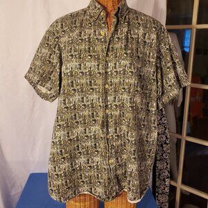 Men's Vintage ROUTE 66 Short Sleeve Button Down Shirt in Abstract Pattern - L